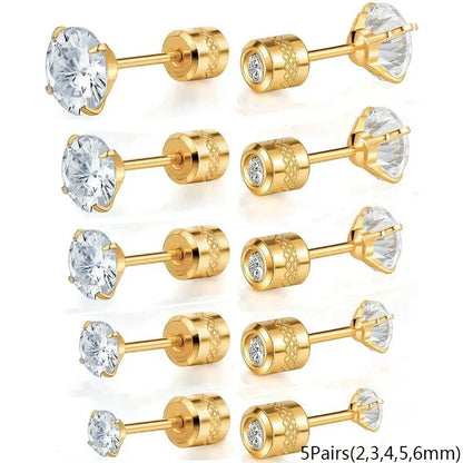 20G Titanium Stud Earrings – Hypoallergenic Tiny Cubic Zirconia Screw Back Cartilage & Tragus Piercing Jewelry