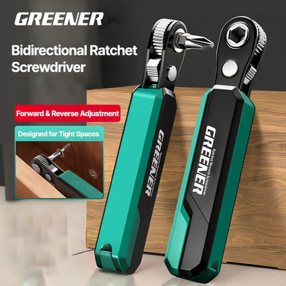 GREENER 36T Mini Right-Angle Ratchet Wrench - 1/4" Hex Drive Quick-Release Tool for Tight Spaces