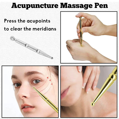 Facial Reflexology Massage Tool – Retractable Acupuncture Pen with Double-Headed Spring for Ear & Face Care