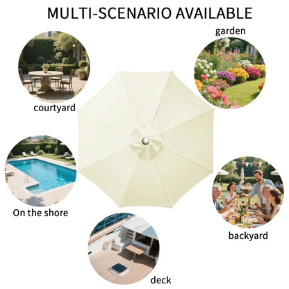 Universal Replacement Patio Umbrella Canopy – Waterproof Sunshade Cover for Garden Parasol (2m/2.5m/2.7m/3m, 6 & 8 Ribs)