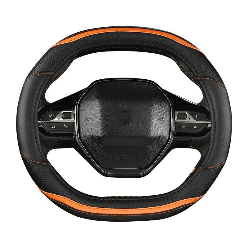Peugeot 3008/4008/5008 Carbon Fiber & PU Leather Steering Wheel Cover — Car Interior Accessory