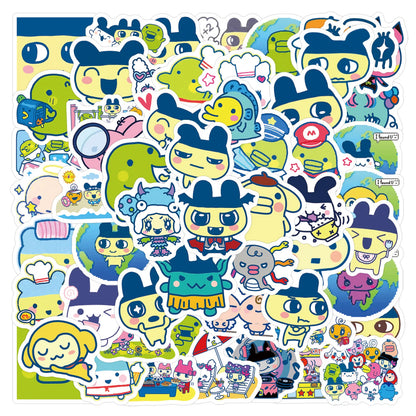 100-Piece Tamagotchi Graffiti Sticker Set - Cute Cartoon Stickers for Notebooks, Luggage, Scrapbooks, and DIY Crafts