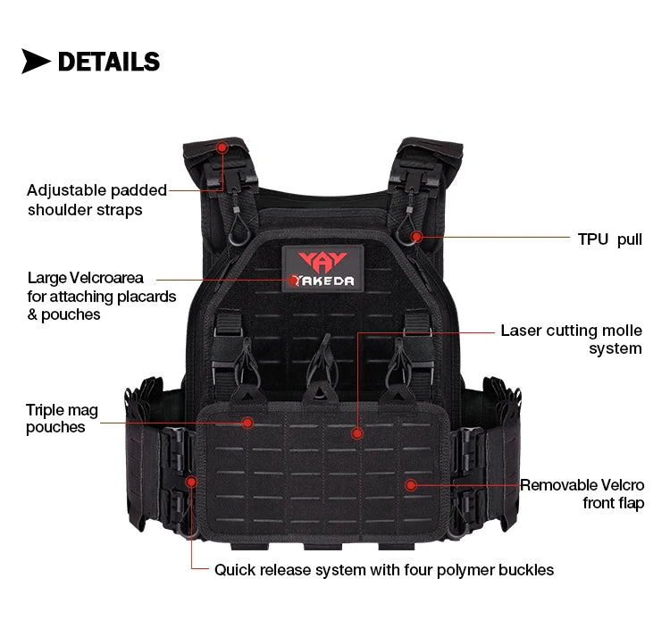 YAKEDA ATFG MOX CAMO Tactical Plate Carrier – Lightweight, Quick Release, 1000D Nylon MOLLE Vest for Combat & Hunting
