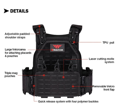YAKEDA ATFG MOX CAMO Tactical Plate Carrier – Lightweight, Quick Release, 1000D Nylon MOLLE Vest for Combat & Hunting