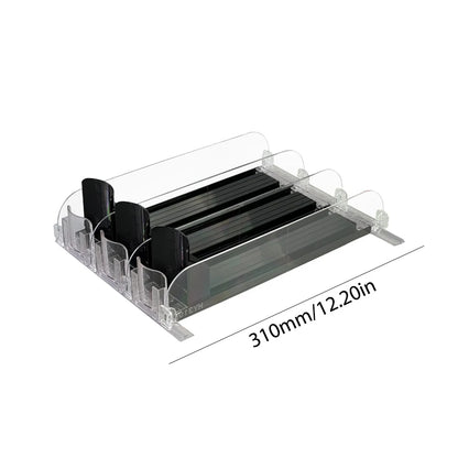 Canned Beverage Push Rack – Adjustable E-Shaped Drink Organizer & Dispenser for Kitchen & Fridge