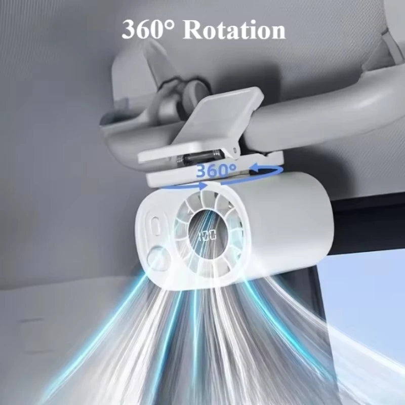 3-in-1 Clip-On Fan - 360° Rotatable USB Rechargeable Car, Outdoor & Desktop Cooling Fan