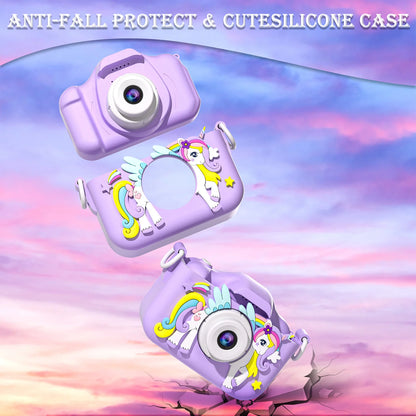 Kids Mini Unicorn Camera - 1080P HD Toy for Boys & Girls, 2" Screen with 32GB SD Card, Perfect Birthday Gift