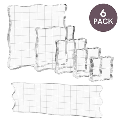 Clear Acrylic Stamp Block Kit - Assorted Grid Line Blocks for Scrapbooking & Card Making