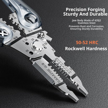SAMZHE 10-in-1 Multifunctional Wire Stripper Pliers - Electrician Cutter, Crimper & Wire Separator Tool