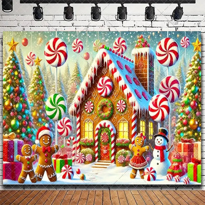 Merry Christmas Backdrop 2026 – Santa, Snowman & Xmas Tree Background for Family Party, Baby Shower & Photo Props