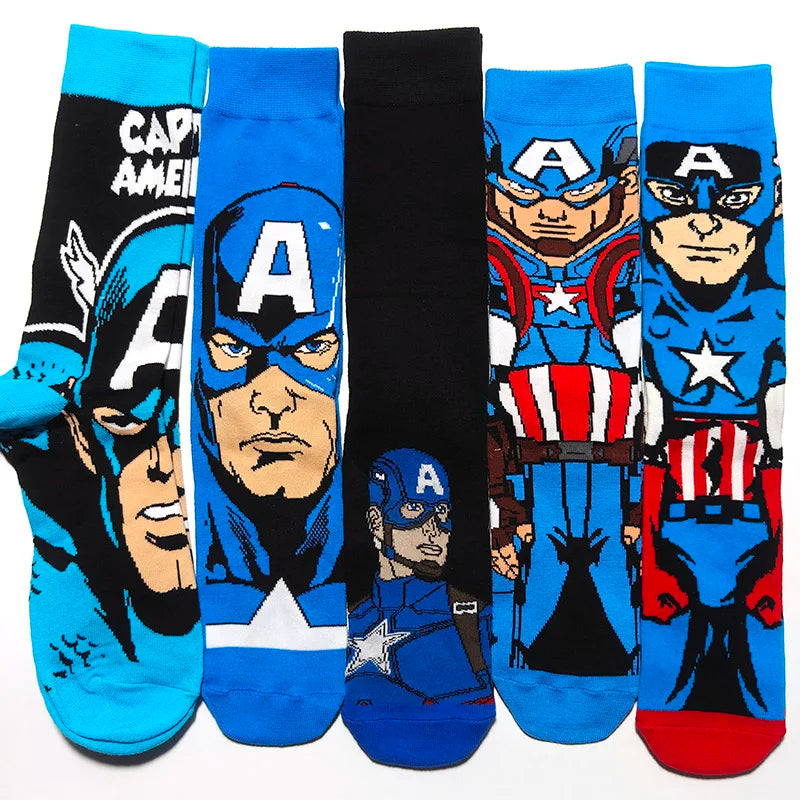 Cartoon Anime Crew Socks - 5 Pairs Unisex Hip Hop Street Style Novelty Casual Socks for Men and Women