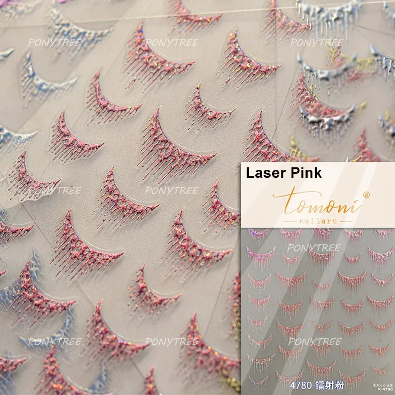 5D Gold Stamped Nail Art Stickers - Silver Sun Stars Snake Chinese Style Self-Adhesive Manicure Decals