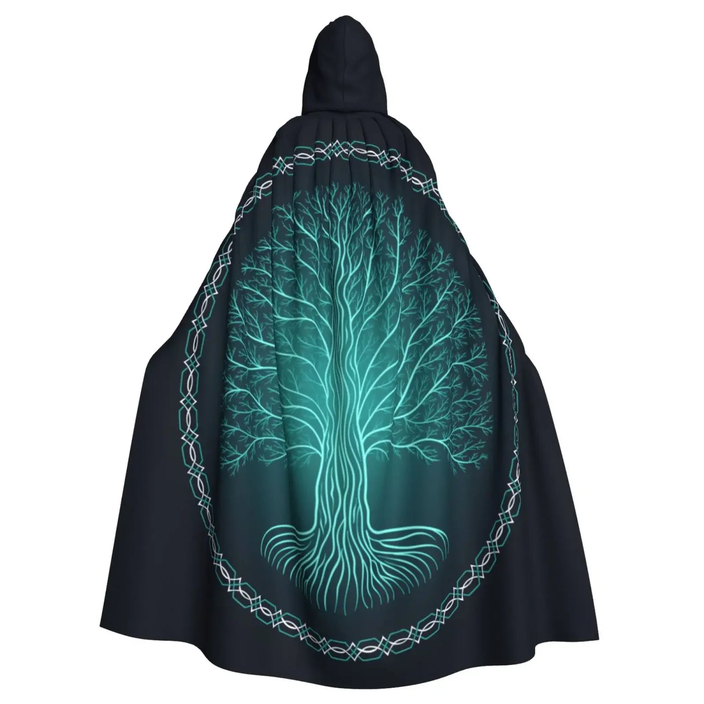 Tree of Life Celtic Cloak – Hooded Medieval Costume for Adults, Witch, Wicca, Vampire & Elf Purim Carnival Party