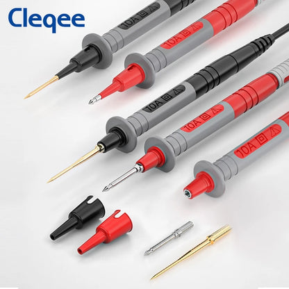 Cleqee P1308B 18-Piece Multimeter Test Lead Kit - Replaceable Probes, Alligator Clips, Hook Clips & 4mm Banana Plugs
