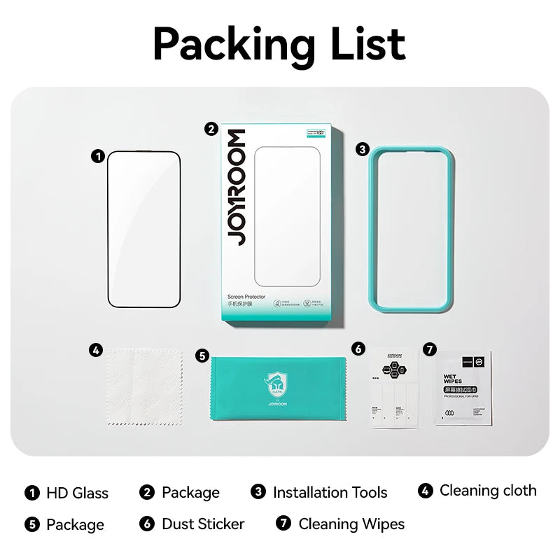 Joyroom HD Tempered Glass Screen Protector - Full-Screen Protection for iPhone 18, 17, 16 & 15 Pro Max