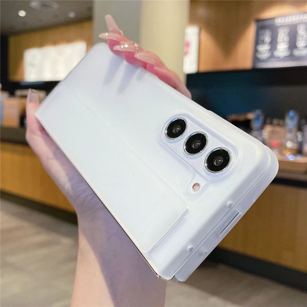 Samsung Galaxy Z Fold Series Phone Case - Ultra-Thin Matte Hard Cover with Soft Silicone Wrist Strap Bracket