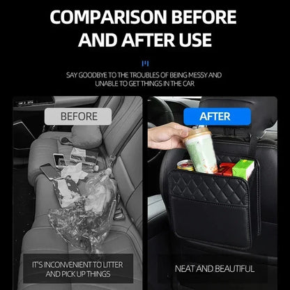 2024 Multi-Functional Car Seat Storage Bag – Leather Garbage Bag & Portable Trash Can for Most Models