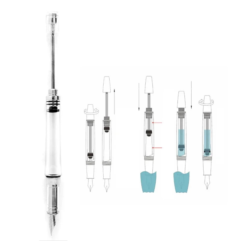 Yongsheng 3013 Transparent Resin Fountain Pen – Vacuum Negative Pressure, EF/F Tip for Calligraphy & Student Practice
