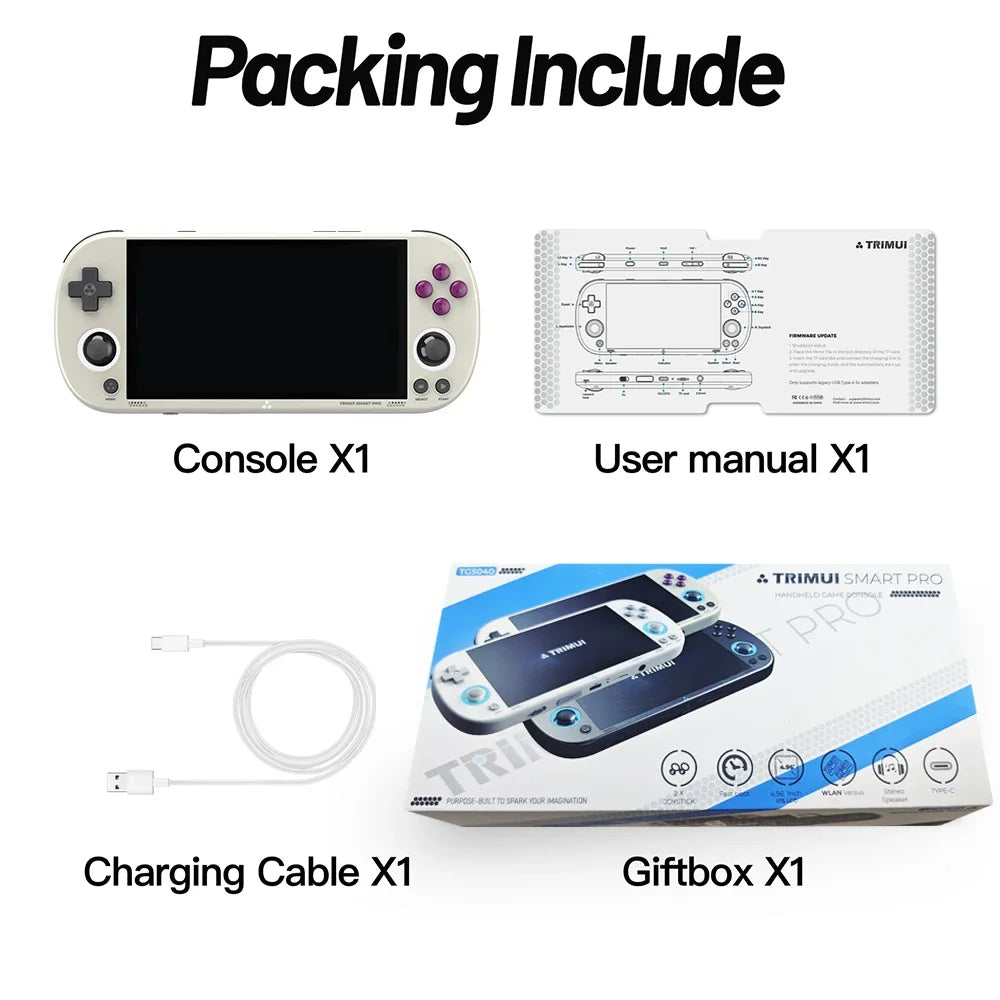Trimui Smart Pro Handheld Game Console – 4.96" IPS Retro Gaming with RGB Lighting