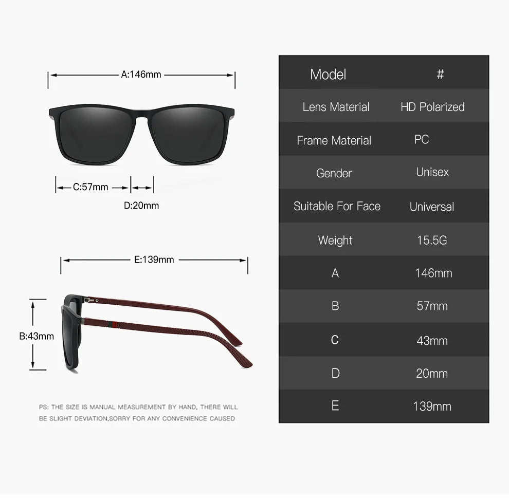 Polarized Sports Sunglasses for Men – Lightweight Comfortable Square UV400 Eyewear with Original Case
