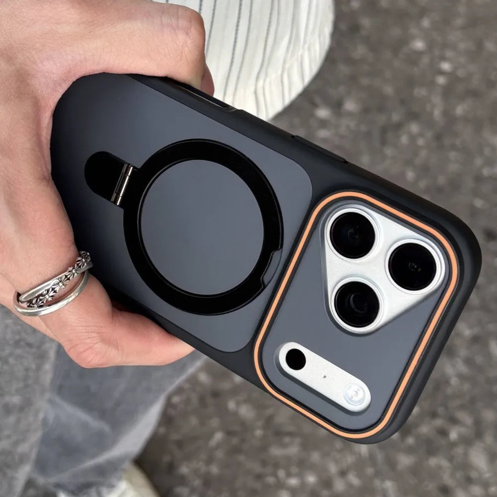 Shockproof MagSafe iPhone Case - Matte Armor Cover with Kickstand Holder