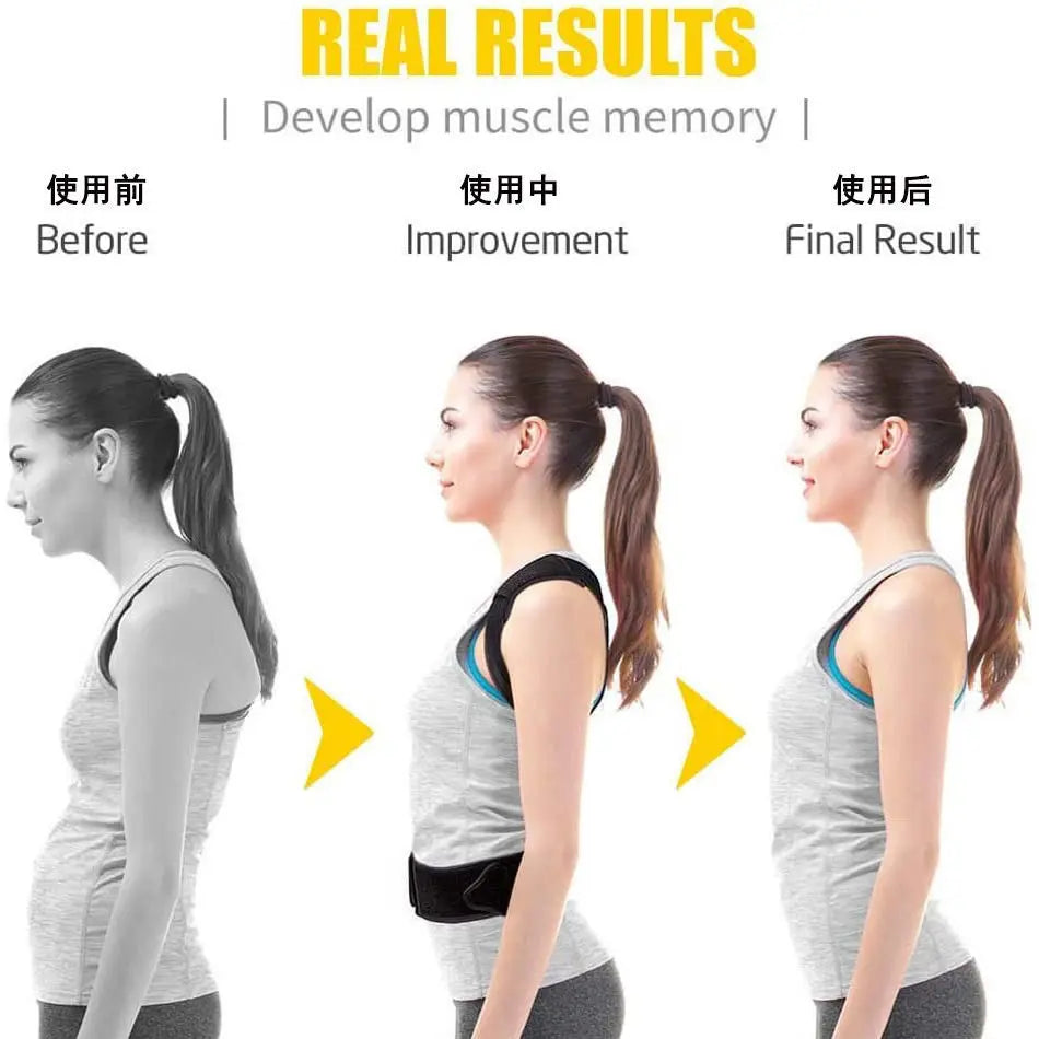 Posture Support Belt - Adjustable Back Brace for Standing and Sitting Support