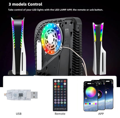 RGB LED Light Strip for PS5 Slim & PS5 Pro Console – Gaming Atmosphere Lighting for PlayStation 5 Setup