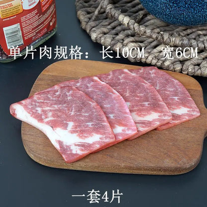 Realistic Faux Meat Models - 5-Piece Beef, Pork & Lamb Steak Display Set for Restaurant Decor