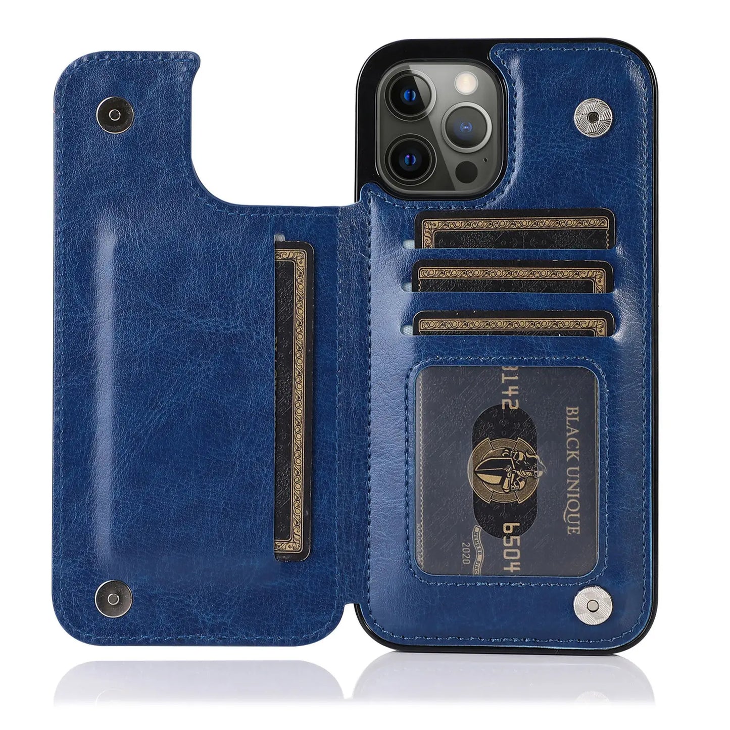 Luxury PU Leather Wallet Case - Kickstand Card Holder Cover with Slots for iPhone 15 14 13 12 11 Pro Max SE X XR XS Max 8 7 6 Plus