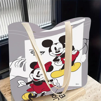 Disney Mickey & Minnie Canvas Tote Bag – Reusable Shopping & Travel Bag, Cute Daily Use Handbag, Ideal Gift for Disney Fans