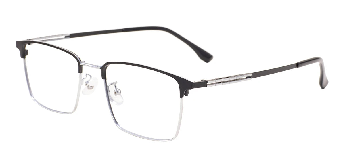 Comfortable Rectangular Men’s Business Glasses – Full Rim Browline Metal Frame for Optical Prescription Lenses