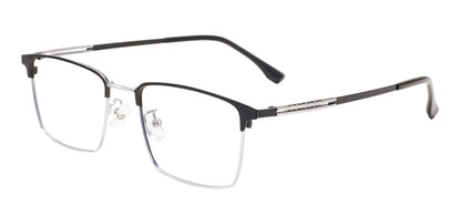Comfortable Rectangular Men’s Business Glasses – Full Rim Browline Metal Frame for Optical Prescription Lenses