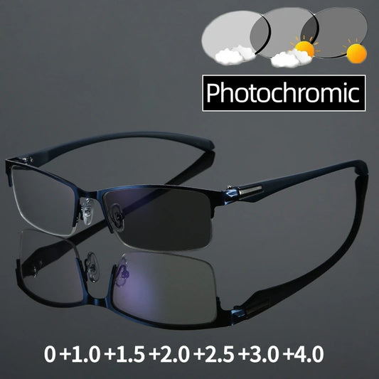 Smart Photochromic Reading Glasses for Men – 2-in-1 Trendy Unisex Presbyopia Sunglasses +1.0 +1.5