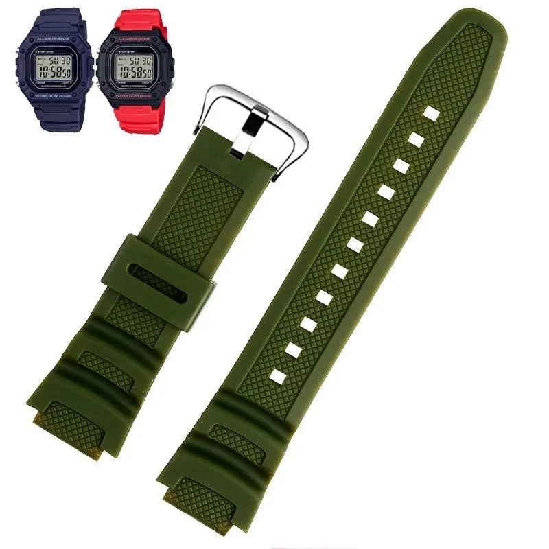 Rubber Silicone Watchband for Casio F-108WH, W-216H, W-218H, W-215, W-752, W-S200H & SGW-400/500H - Waterproof Replacement Watch Strap