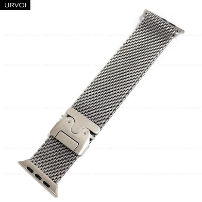 URVOI Stainless Steel Mesh Band for Apple Watch Ultra 2/1, Series 10/9 – 316L Secure Parachute Buckle, 46/49mm