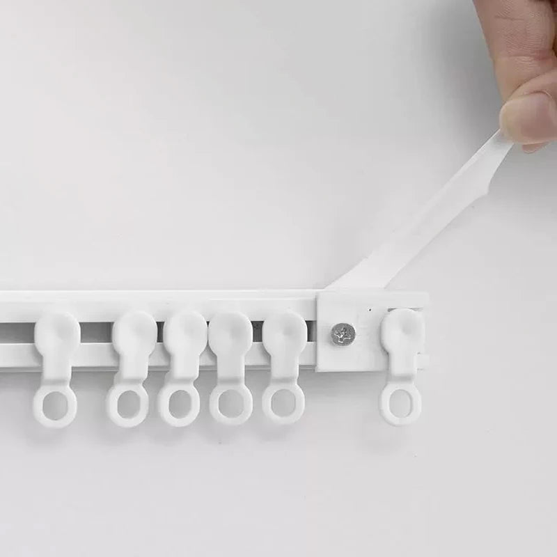 Self-Adhesive Curtain Track Nano Silent Sliding Rail, No-Drill Top & Side Mounted Window Curtain Rod Accessory for Easy Installation