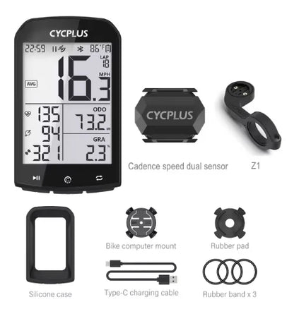 CYCPLUS M1 GPS Bicycle Computer - Bluetooth 5.0 & ANT+ Cycling Speedometer | Speed Meter Compatible with Garmin Zwift | Bike Accessories