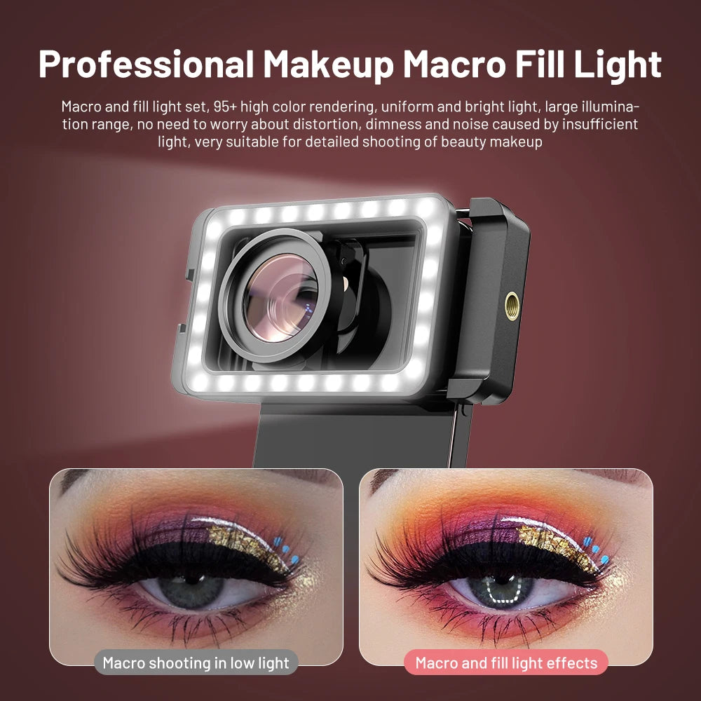 APEXEL 4K HD 15X Macro Lens Kit with LED Fill Light for iPhone, Samsung & All Smartphones