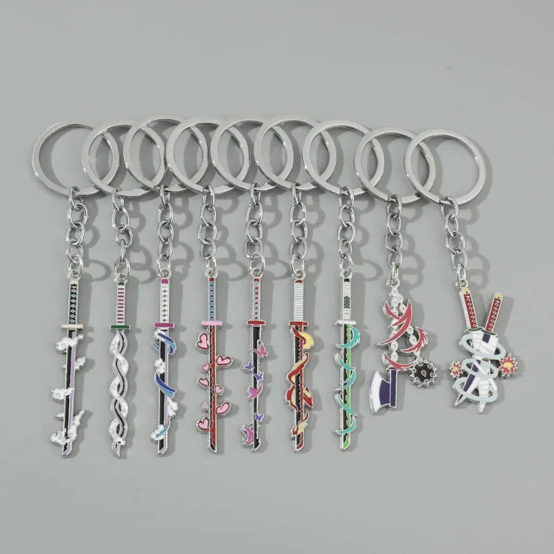 Anime Demon Slayer Sword Keychain – Mini Japanese Katana Enamel Pendant Souvenir Key Ring Bag Charm Exquisite Gift Decor