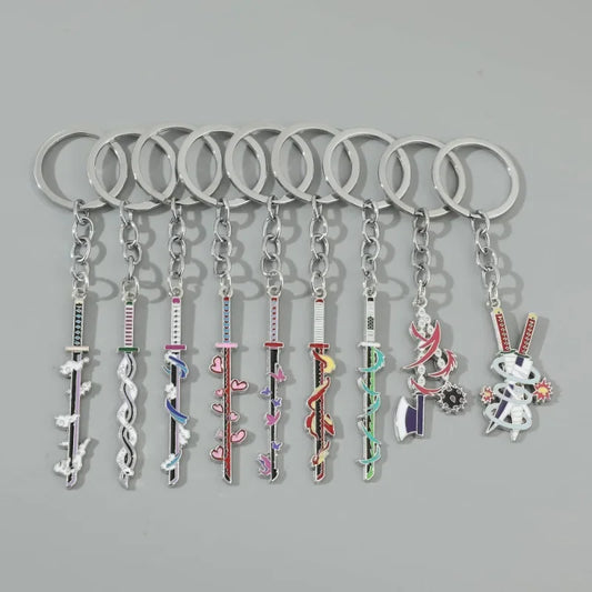 Anime Demon Slayer Sword Keychain – Mini Japanese Katana Enamel Pendant Souvenir Key Ring Bag Charm Exquisite Gift Decor