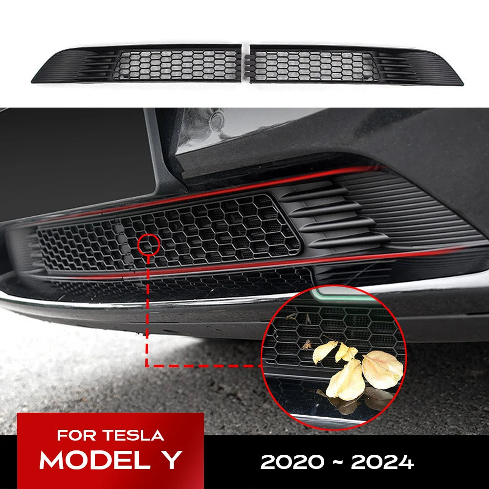 Front Grill Guard Mesh Inserts for Tesla Model Y 2021-2024 – Air Inlet Vent Cover & Bumper Filter Accessories