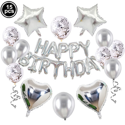 16-Inch Happy Birthday Foil Balloons Set – Pink & Blue Letter Balloons for Birthday Party Decoration