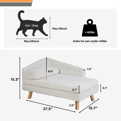 Elevated Pet Bed — Nordic Style Stool Bed with Cozy Waterproof Pad & Wooden Legs for Small Dogs & Kittens