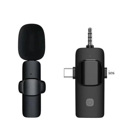 Basix Mini Wireless Lavalier Microphone - Noise Cancelling Portable Mic for iPhone Android Camera Live Interviews