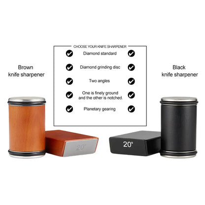 Rolling Knife Sharpener Kit - Magnetic Knife Holder, Adjustable Angle Cylinder, Ceramic Polishing Disc - Kitchen Tool Set