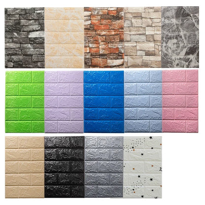 10pcs 3D Foam Wall Stickers – Self-Adhesive Waterproof Peel-and-Stick Brick Wallpaper for Interior Decoration