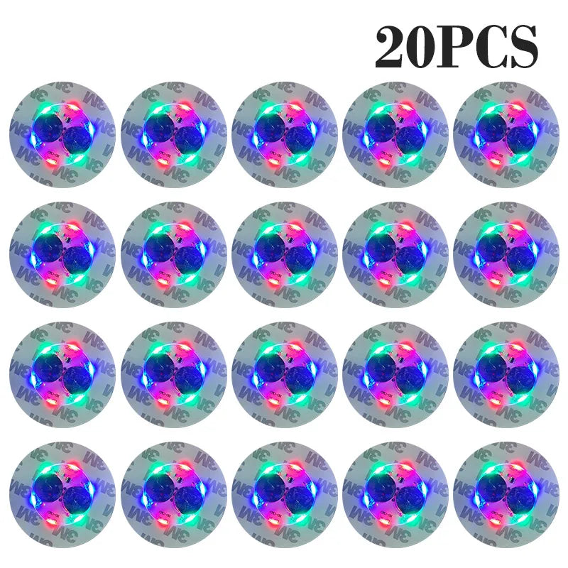 100-Pack LED Tableware Mats & Luminous Cup Stickers — Colorful Flashing Bottle Coasters for Bar, Stall, and Party Lighting