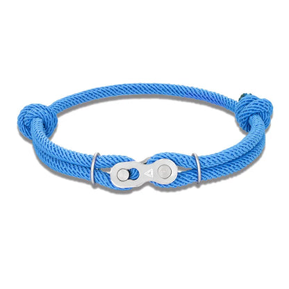 MKENDN Bicycle Chain Bracelet - Adjustable Punk Rock Nautical Rope Wristband with Magic Buckle