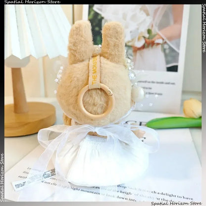 Mini Plush Doll Clothes Bud Skirt with Pearl Hair Accessory — Labubu I & II Kpop Idol Doll DIY Outfit Gift