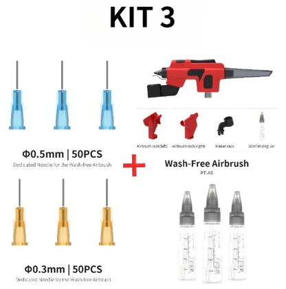 DSPIAE PT-AB Wash-Free Airbrush Set with Marker Rack – Quick Paint Change Tool for Gundam Models, Scale Model Painting & DIY Hobby Craft Tools